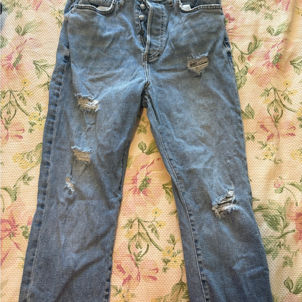 Forever 21 Blue Distressed Boyfriend Jeans